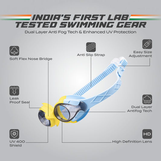 AquaElite Kids Swimming Goggles - Yellow & Blue