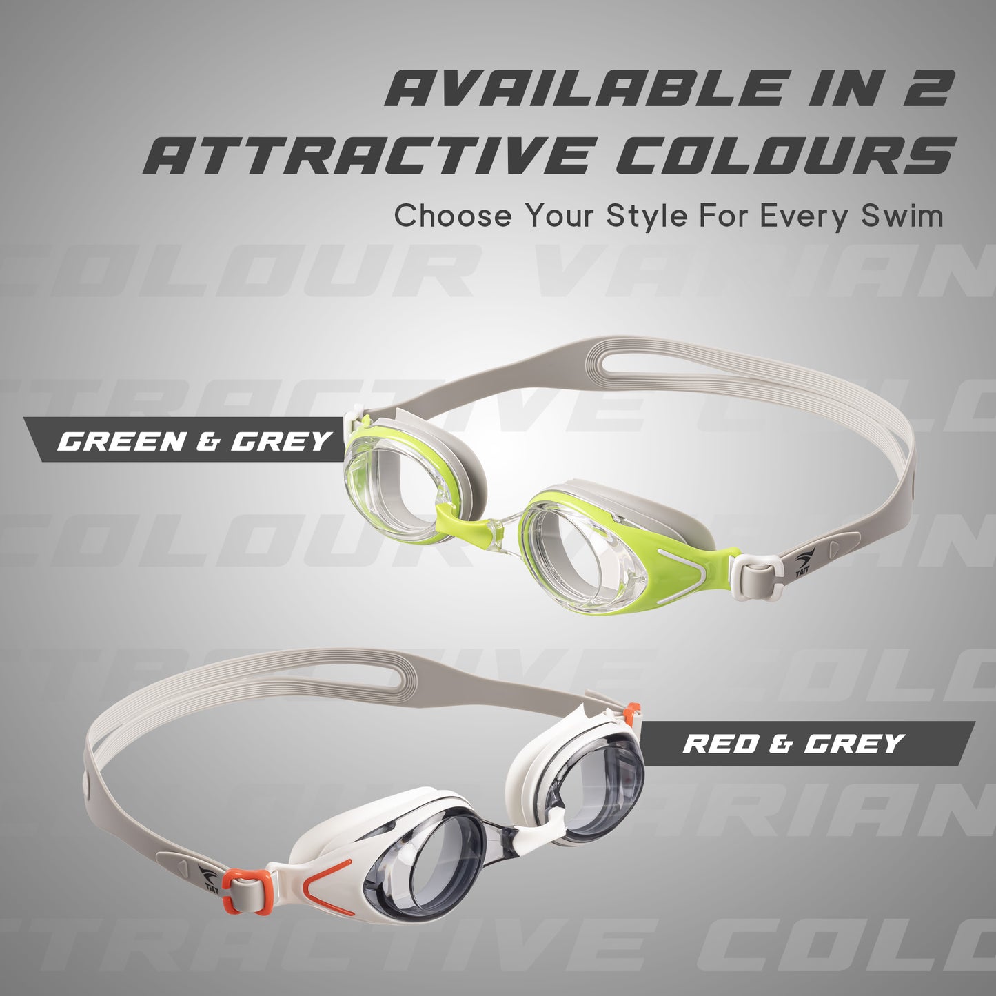 AquaElite Swimming Goggles - Grey & Green