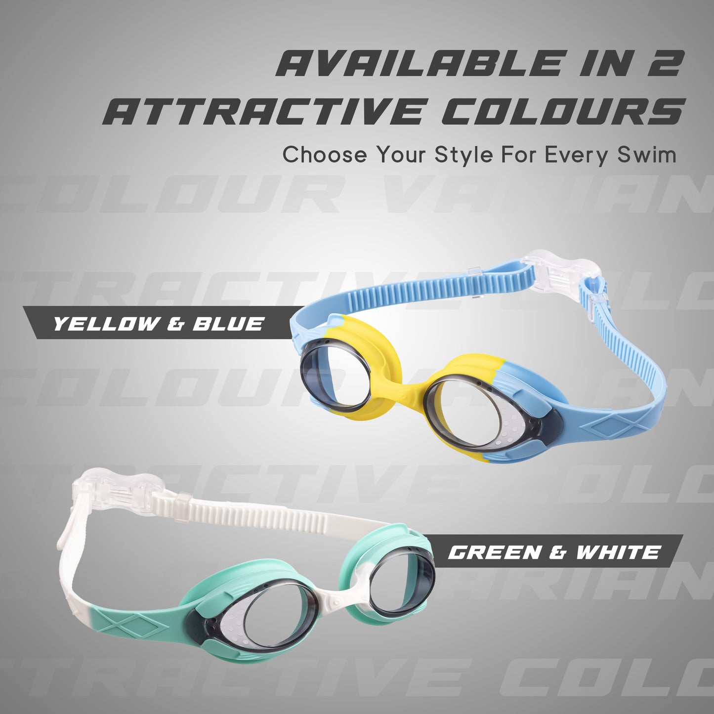 AquaElite Kids Swimming Goggles- Unisex - Green White