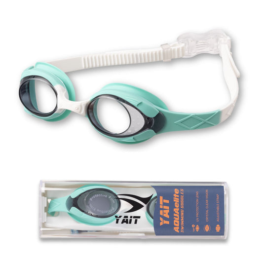 AquaElite Kids Swimming Goggles- Unisex - Green White