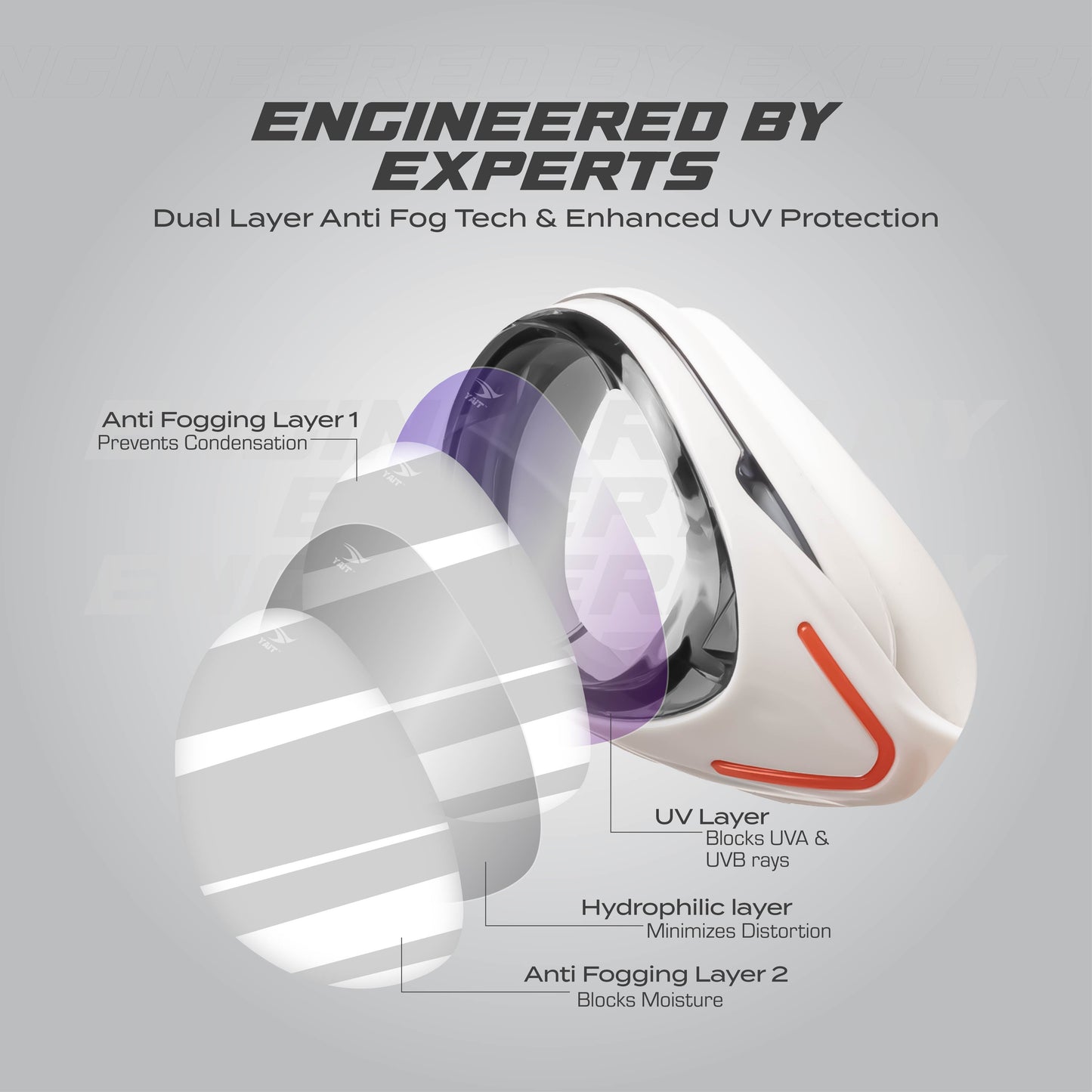 AquaElite Swimming Goggles - Red & Grey