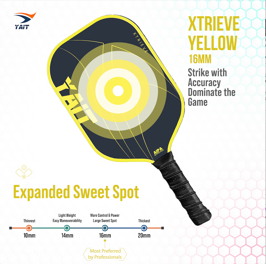 Xtrieve Pickleball Paddle - Yellow (Cover Bag Included)