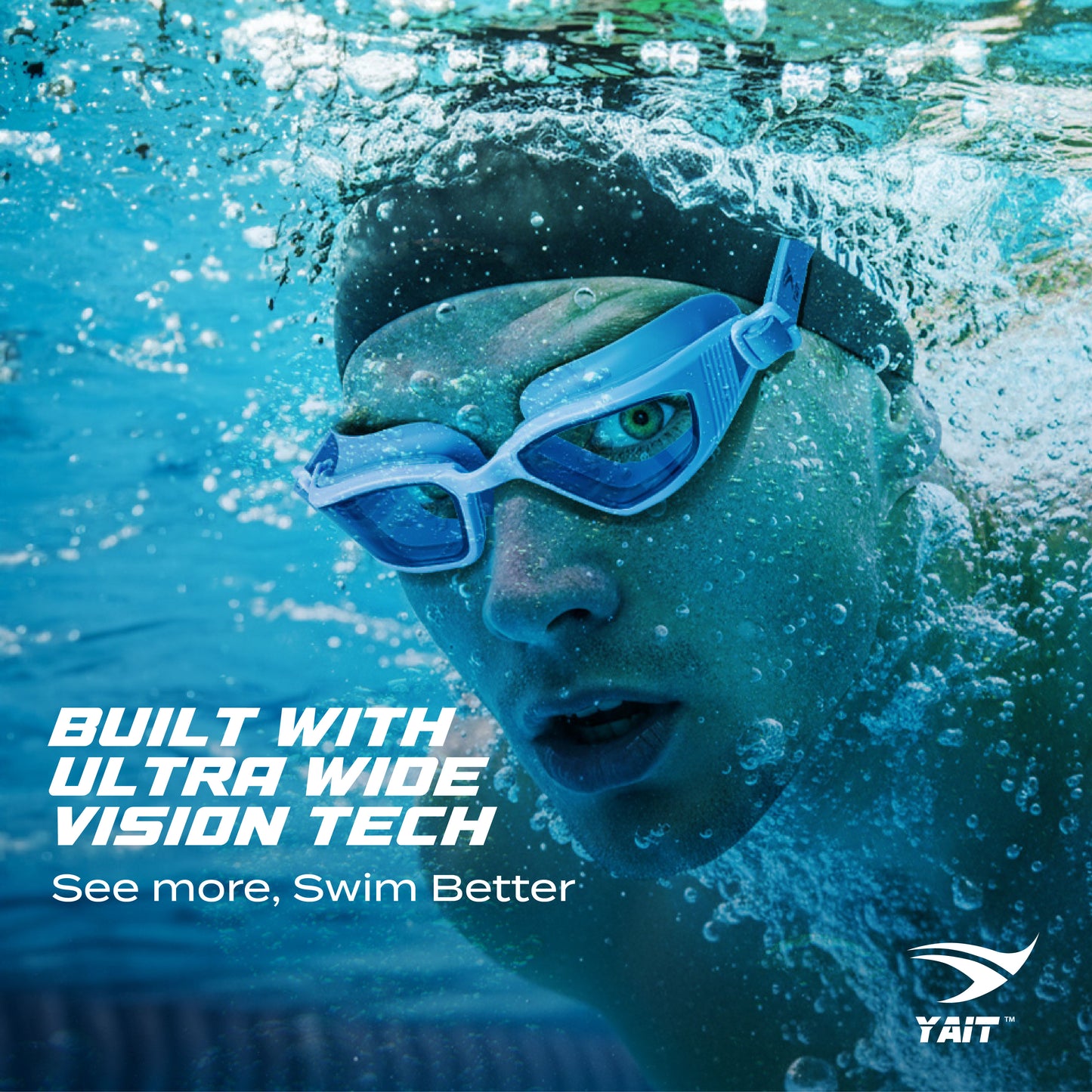 AquaElite Ultra Wide Swimming Goggles - Purple