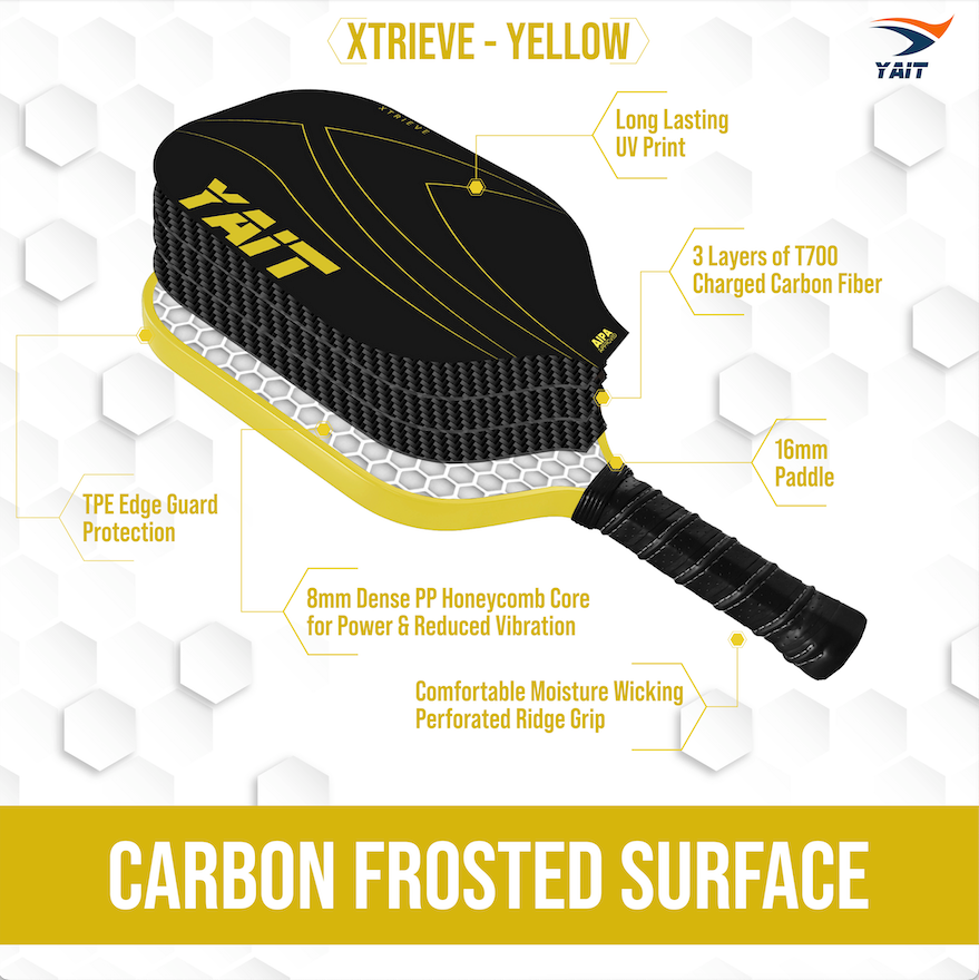 Xtrieve Pickleball Paddle - Yellow (Cover Bag Included)