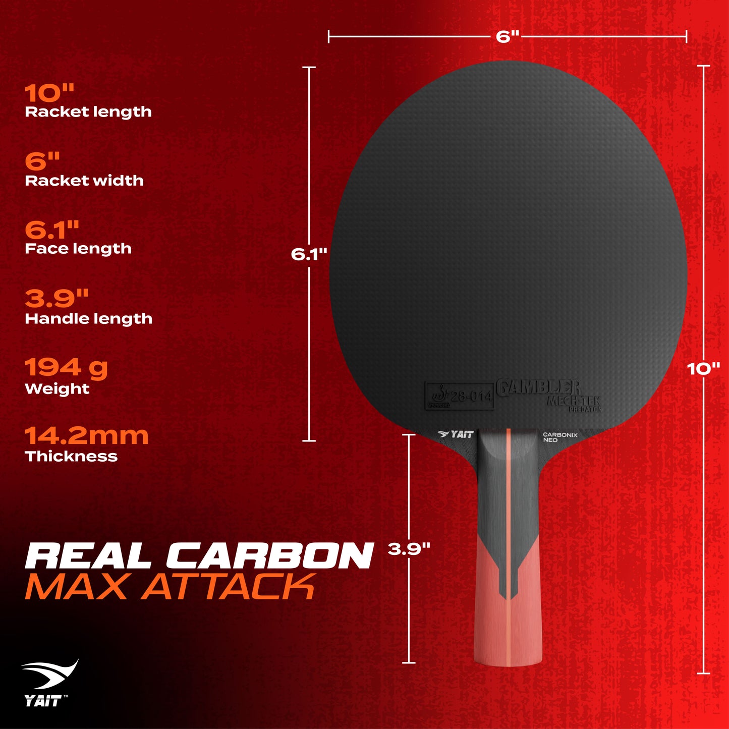 Carbonix Neo Professional Table Tennis Racket -  Cover Included