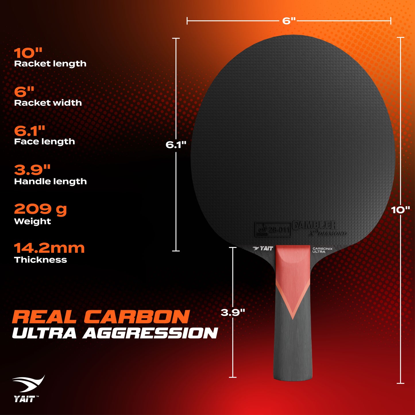 Carbonix Ultra Professional Table Tennis Racket -  Cover Included