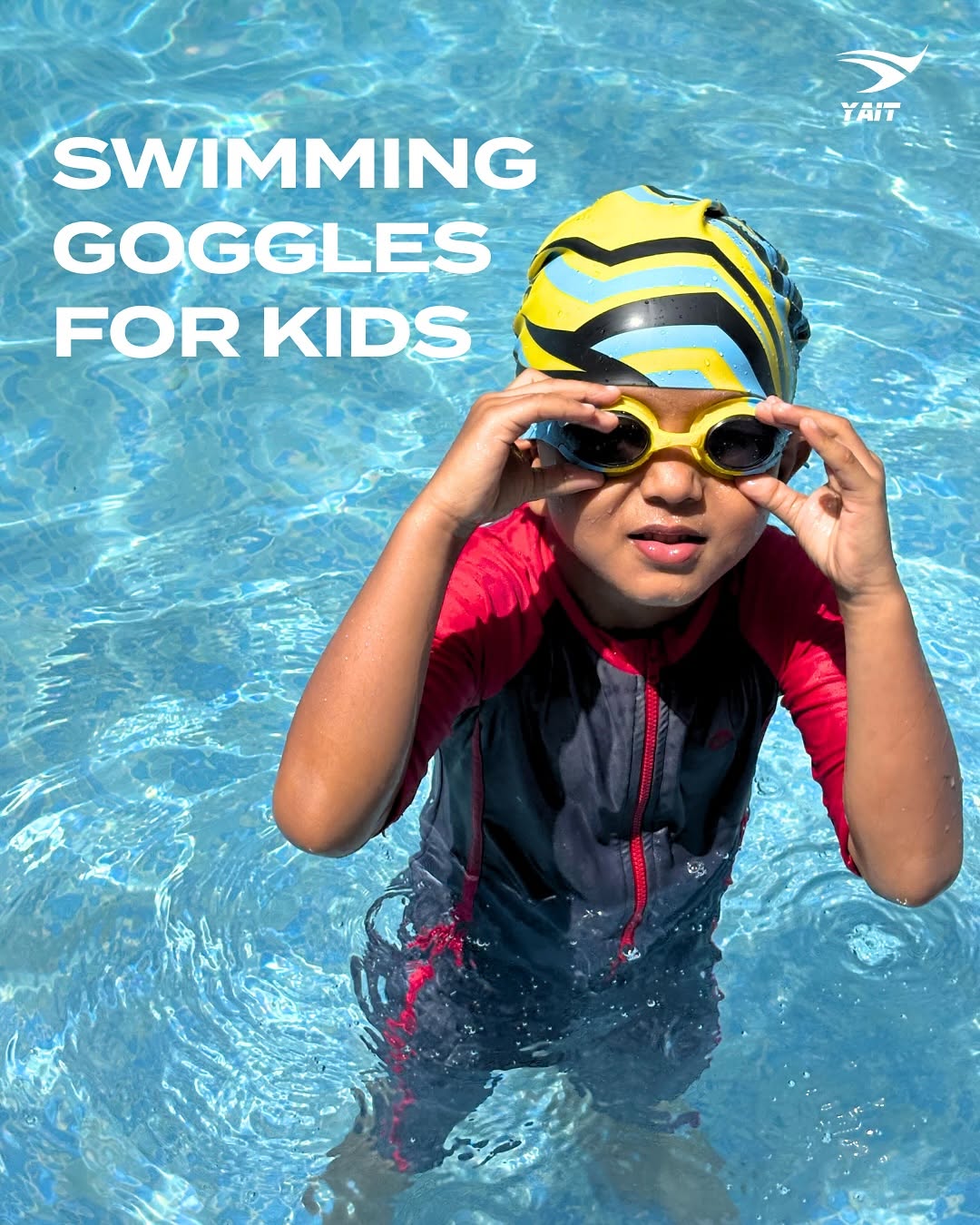 AquaElite Kids Swimming Goggles - Yellow & Blue