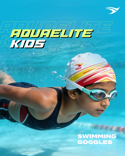 AquaElite Kids Swimming Goggles- Unisex - Green White