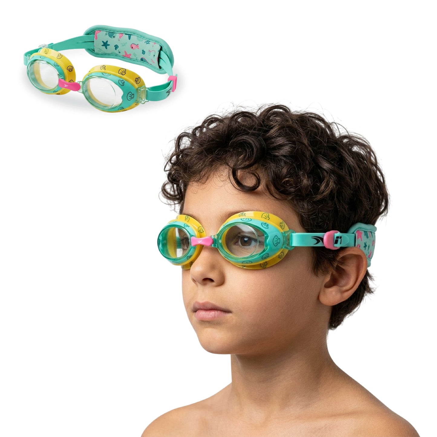 AquaEaze Kids Comfort Swimming Goggles - Green & Yellow