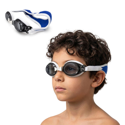 AquaEaze Kids Comfort Swimming Goggles - Silver & Blue