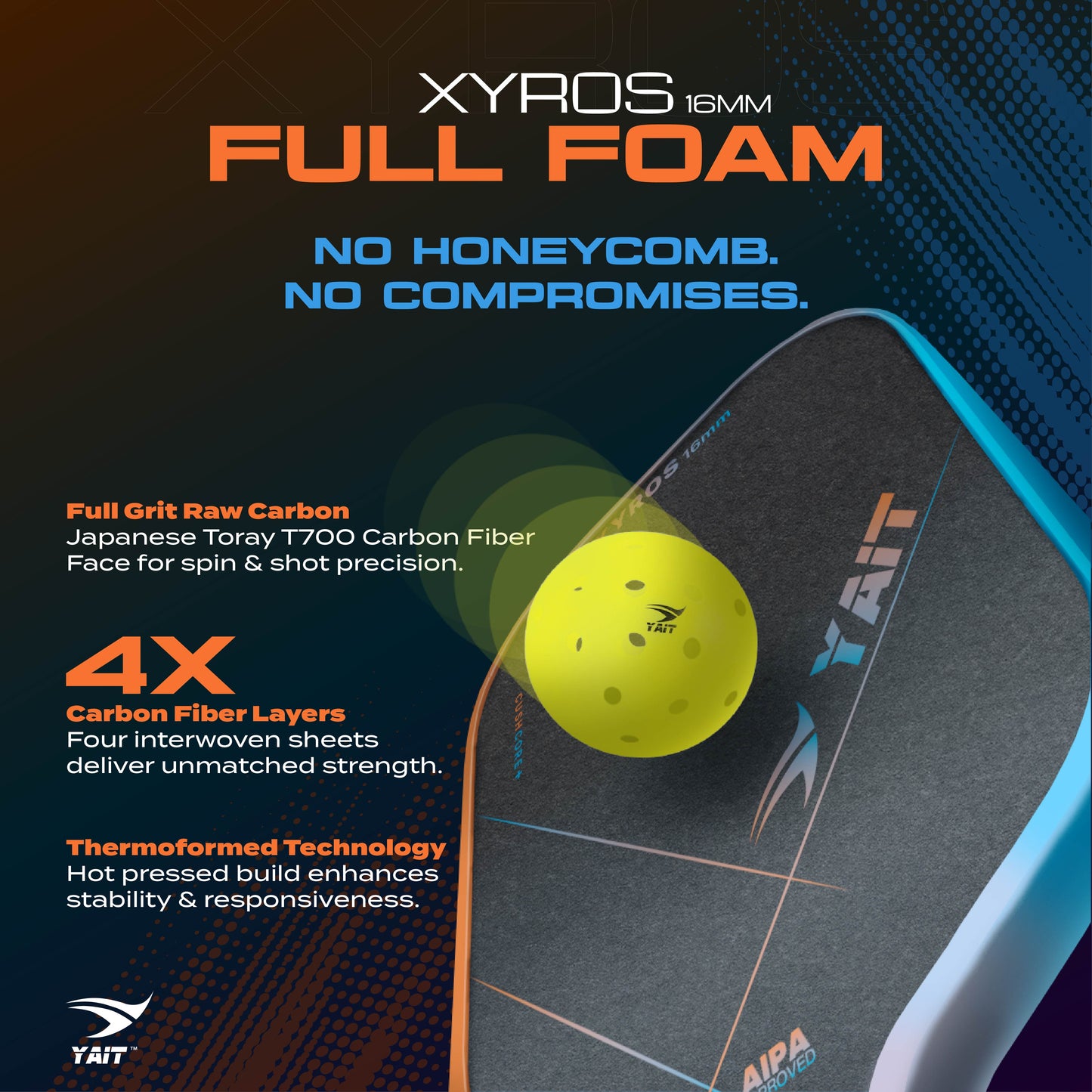 Xyros 16mm Professional Pickleball Paddle