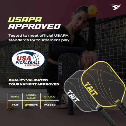 Xtrieve Pickleball Paddle -  Black (Cover Bag Included) (USAPA Approved)