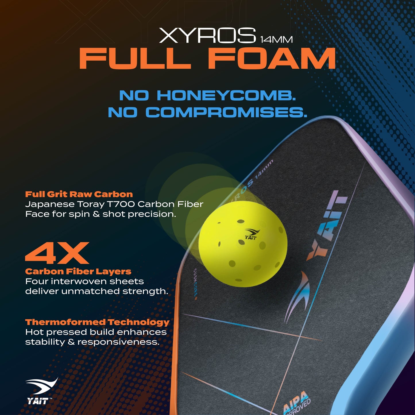 Xyros 14mm Professional Pickleball Paddle
