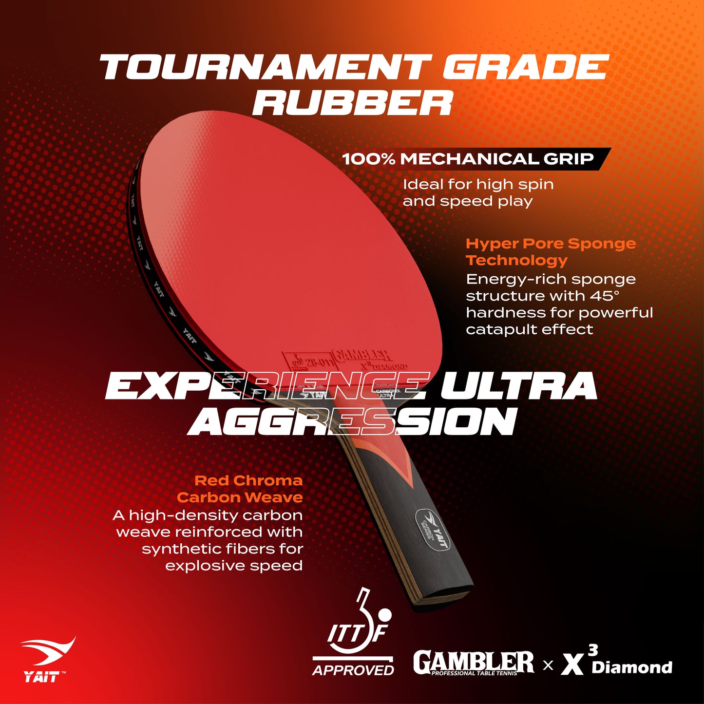 Carbonix Ultra Professional Table Tennis Racket -  Cover Included
