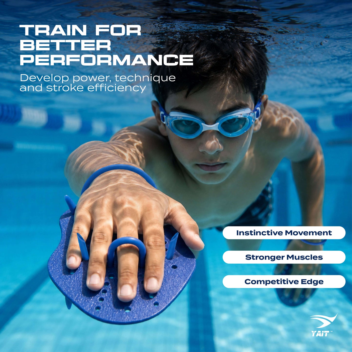 Hand Paddle for Swimming - Blue - Small Size