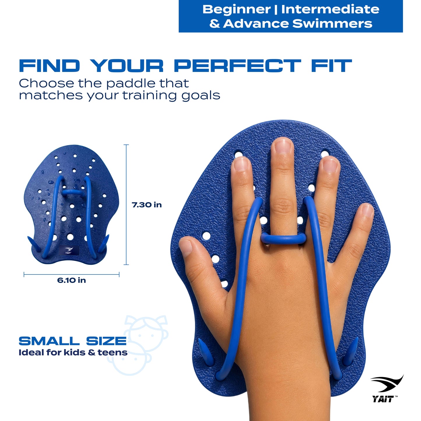 Hand Paddle for Swimming - Blue - Small Size