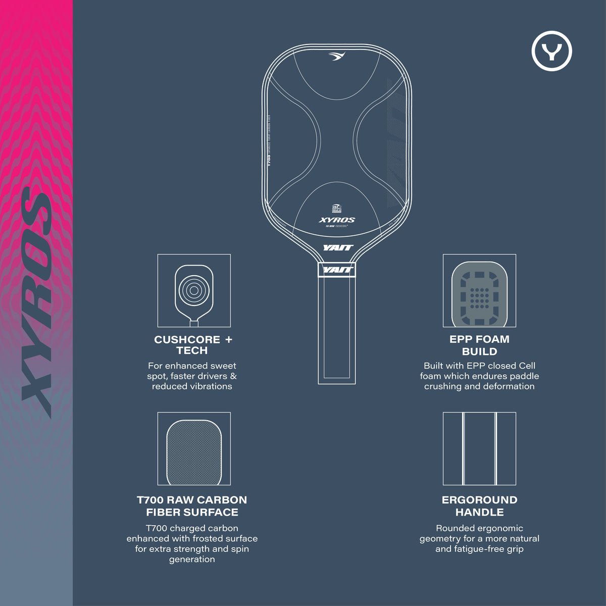 Xyros 16mm USAPA Approved Professional Foam Pickleball Paddle