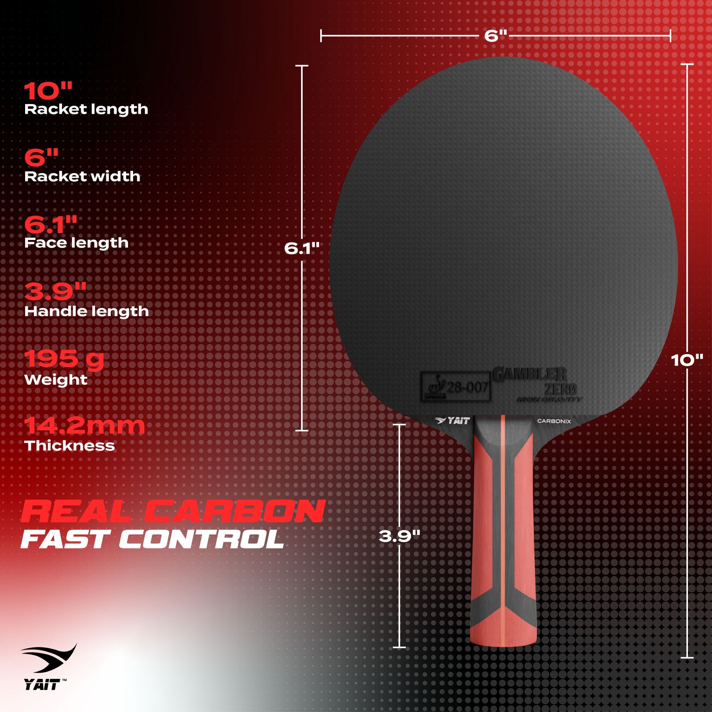 Carbonix Carbon Table Tennis Racket - Cover Bag Included