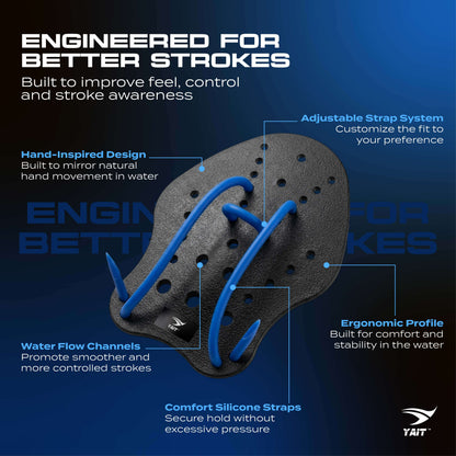 Hand Paddle for Swimming - Black - Medium Size