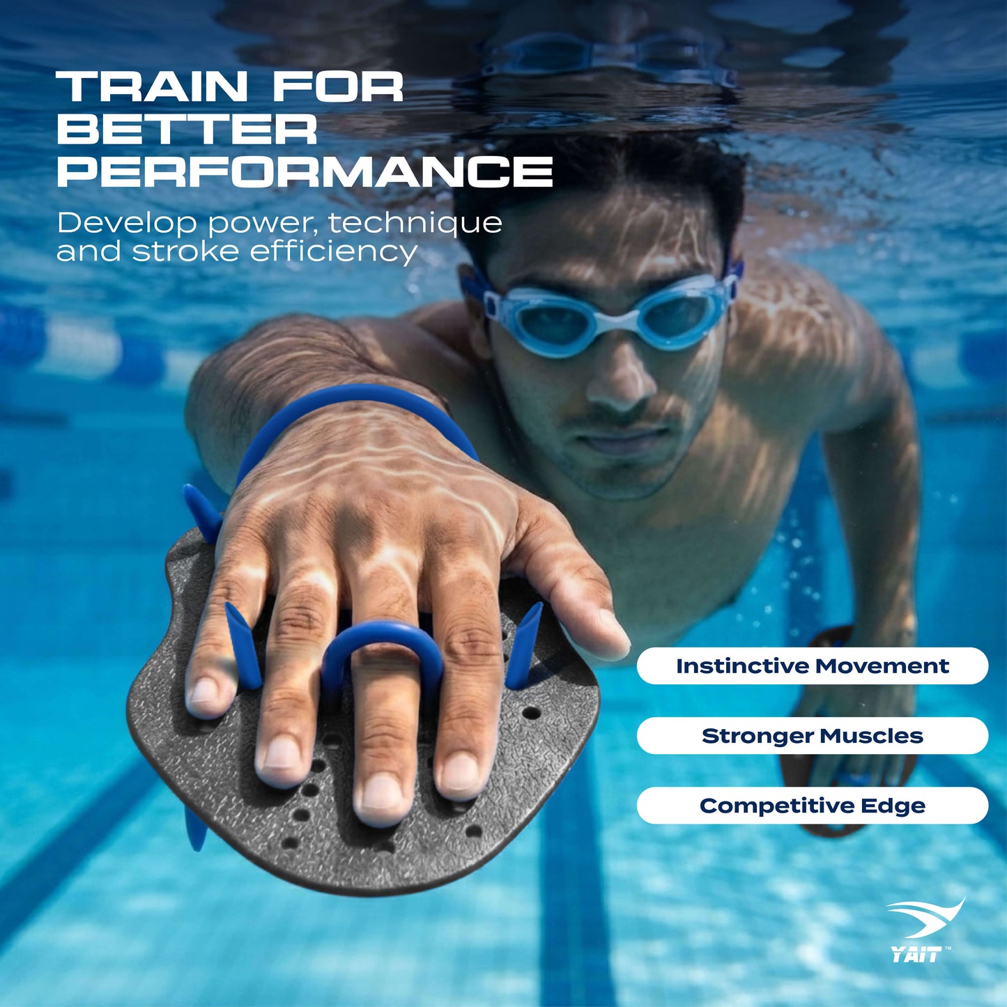 Hand Paddle for Swimming - Black - Medium Size