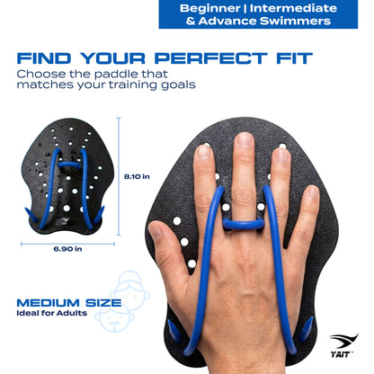 Hand Paddle for Swimming - Black - Medium Size