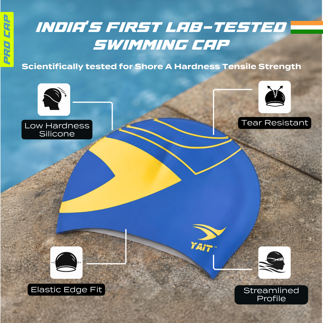 Professional Swimming Cap for Men, Women, Kids - Blue