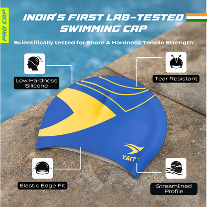 Professional Swimming Cap for Men, Women, Kids - Blue