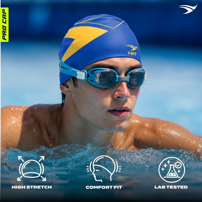 Professional Swimming Cap for Men, Women, Kids - Blue