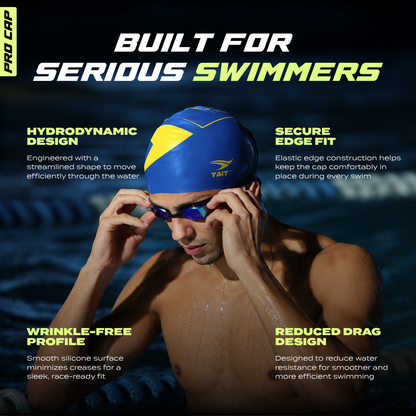 Professional Swimming Cap for Men, Women, Kids - Blue