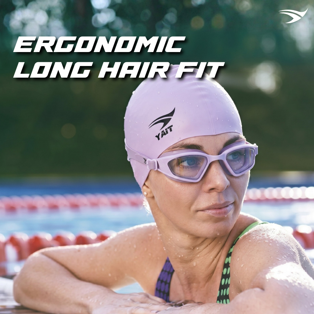 3D Ergonomic Long Hair Unisex Swimming Cap - Pink