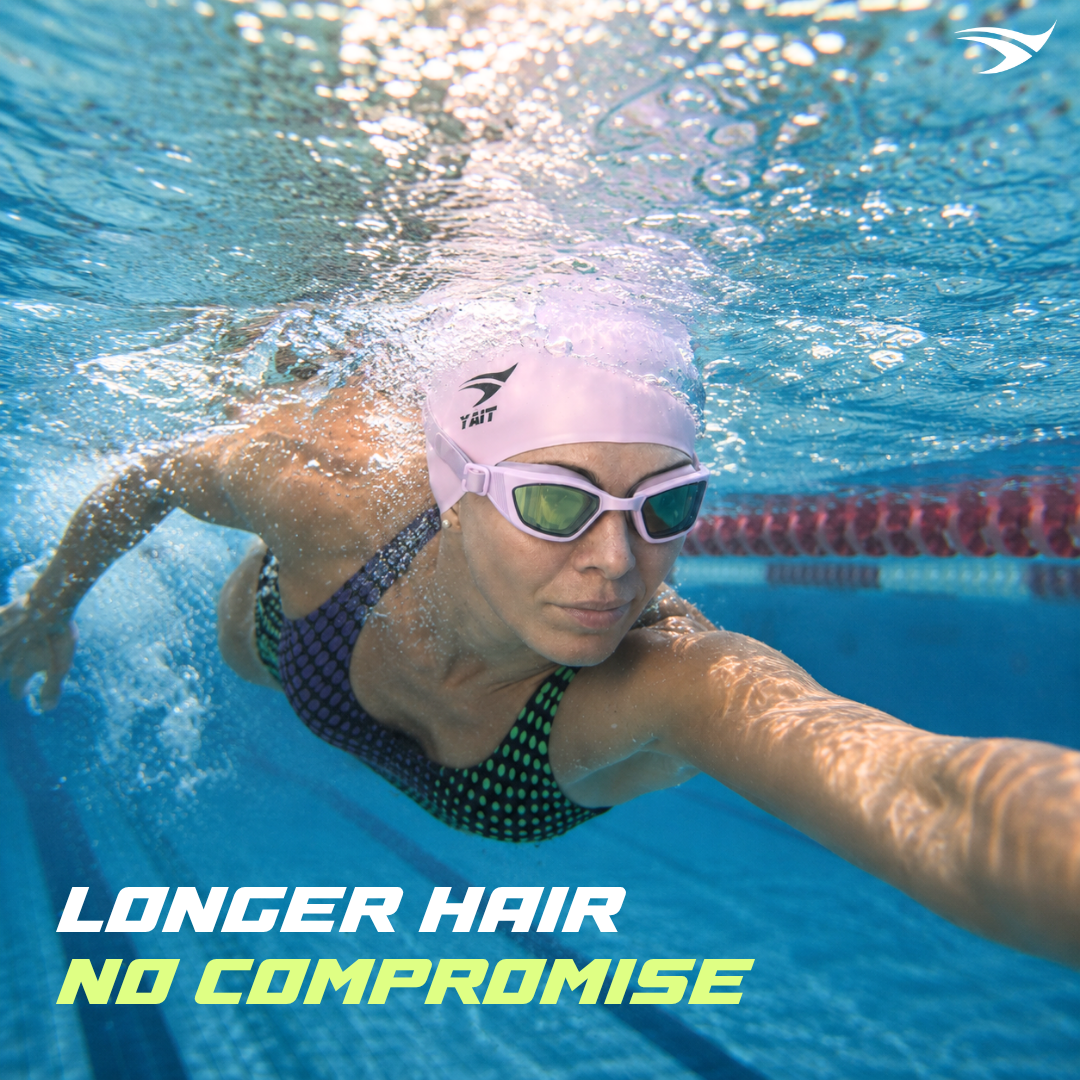 3D Ergonomic Long Hair Unisex Swimming Cap - Pink