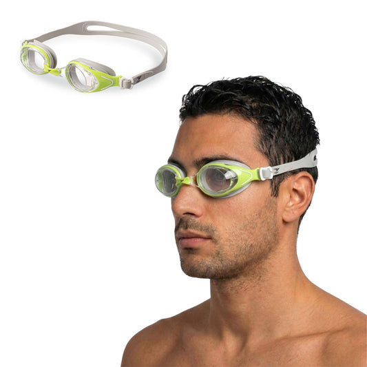 AquaElite Swimming Goggles - Grey & Green
