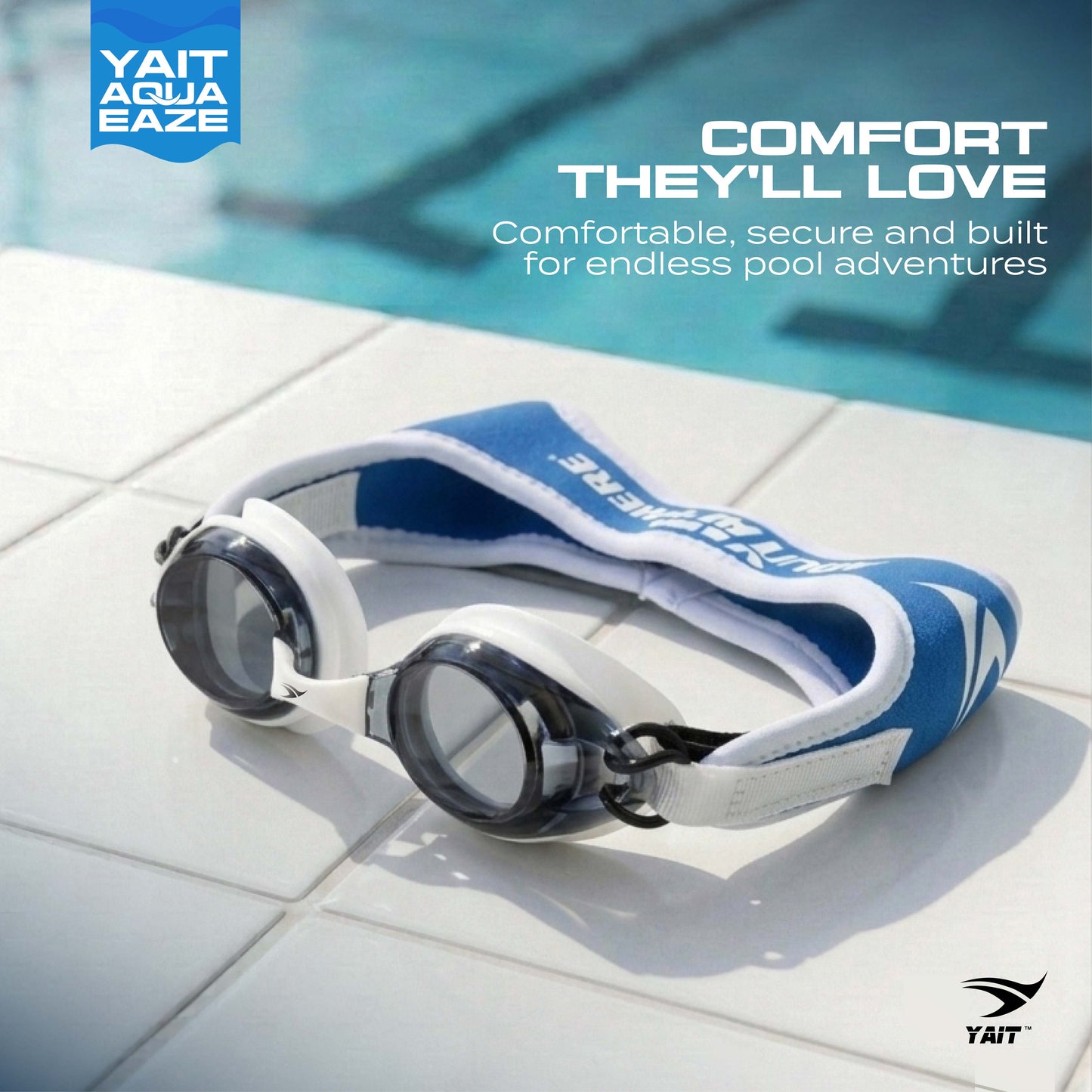 AquaEaze Kids Comfort Swimming Goggles - Silver & Blue