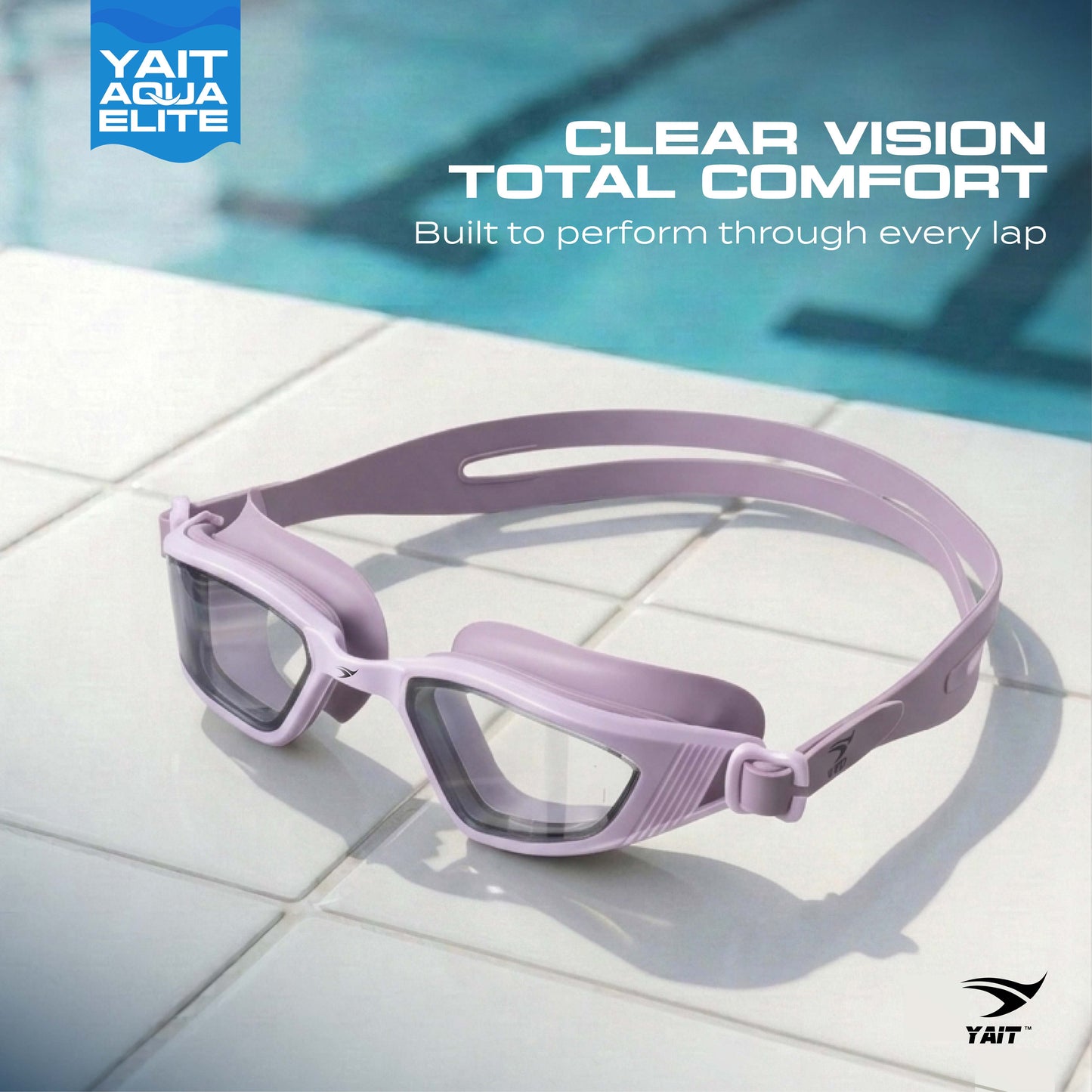 AquaElite Ultra Wide Swimming Goggles - Purple