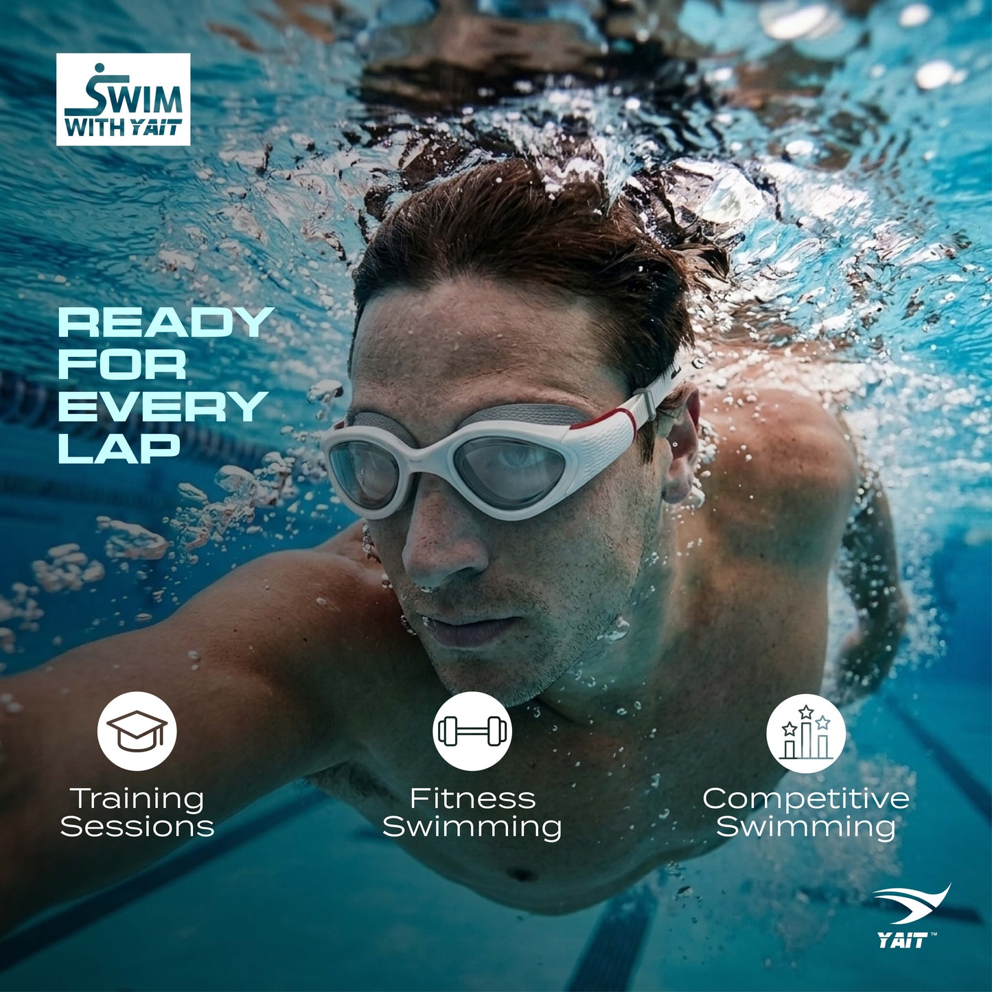 AquaElite Swimming Goggles - White