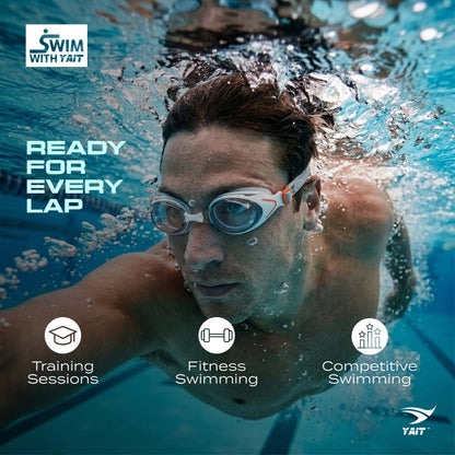 AquaElite Swimming Goggles - Red & Grey