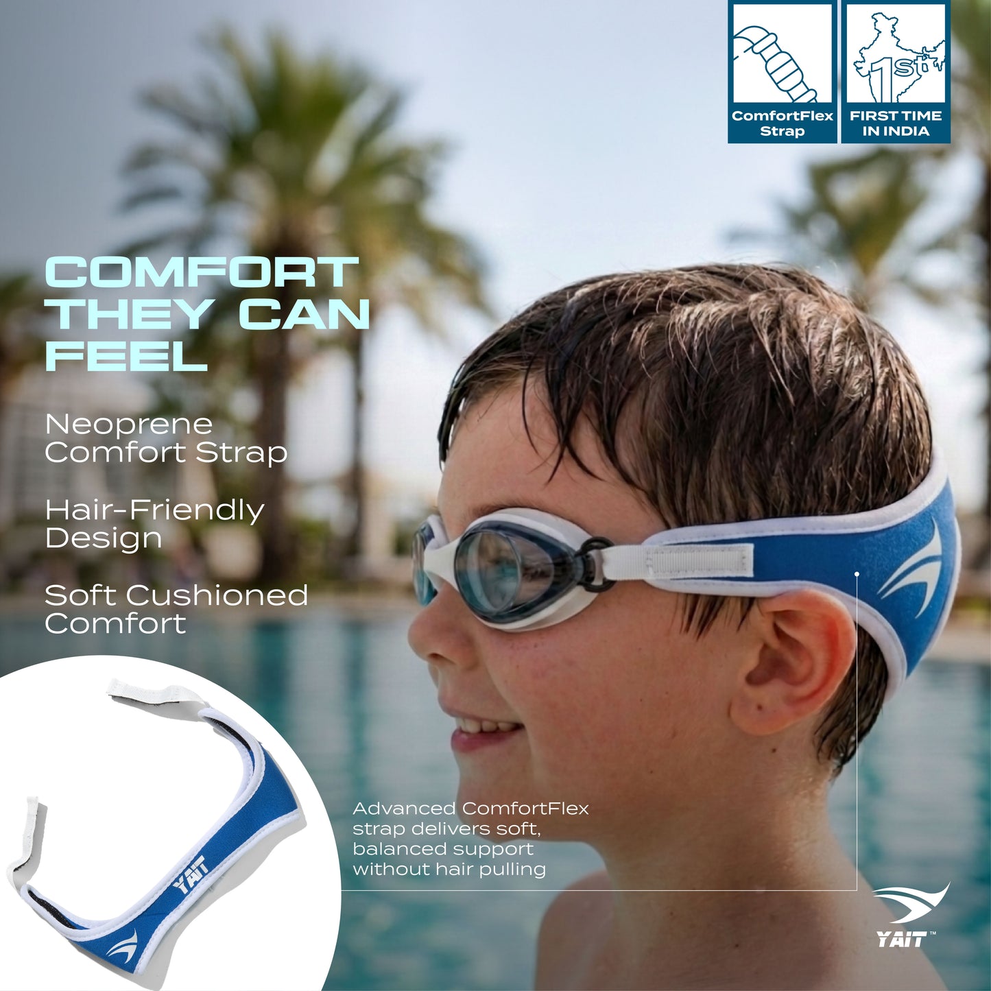 AquaEaze Kids Comfort Swimming Goggles - Silver & Blue