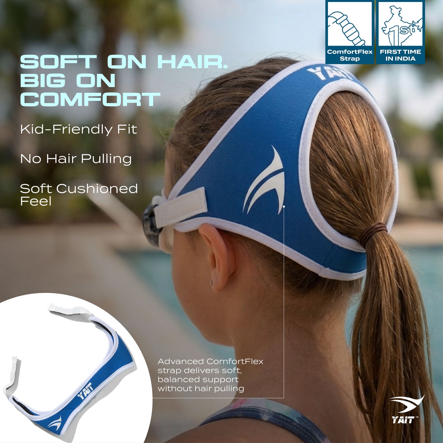 AquaEaze Kids Comfort Swimming Goggles - Silver & Blue