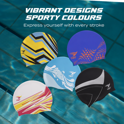 Black & Grey Stylish Unisex Swimming Cap for Men, Women, Kids