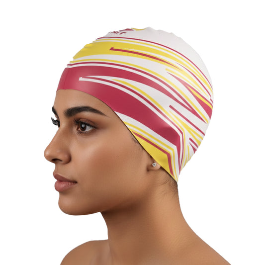 Pink & Yellow Stylish Unisex Swimming Cap for Men, Women, Kids