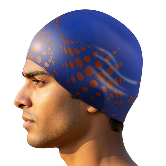 Blue & Orange Stylish Unisex Swimming Cap for Men, Women, Kids