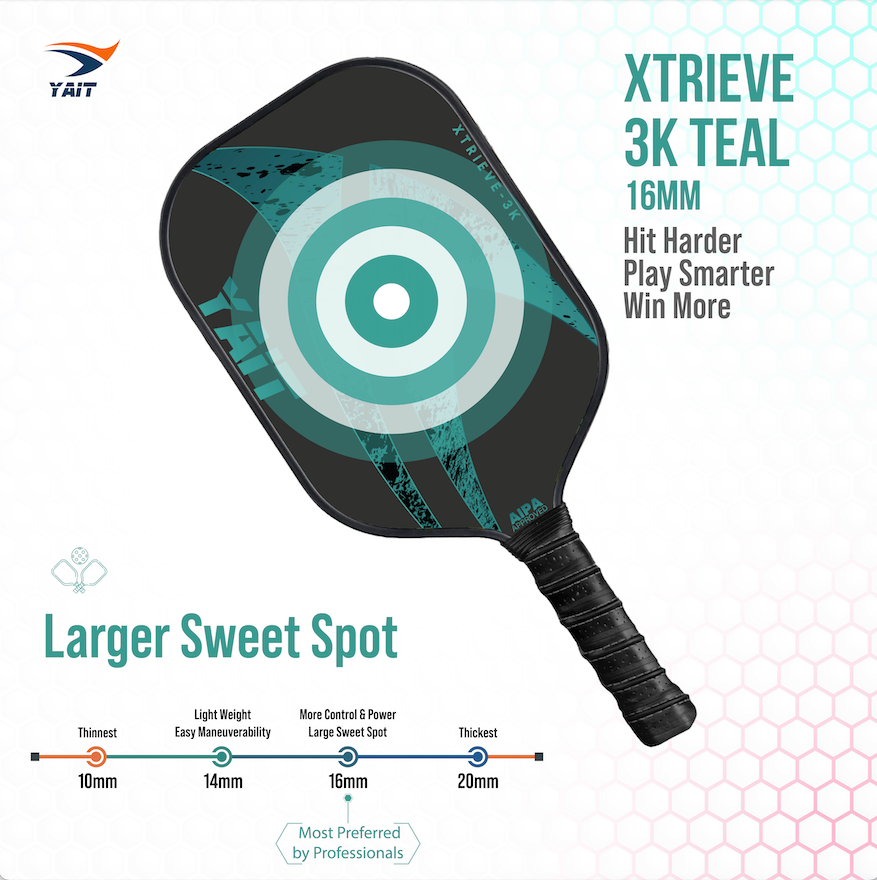 Xtrieve 3K Pickleball Paddle - Teal (Cover Bag Included)