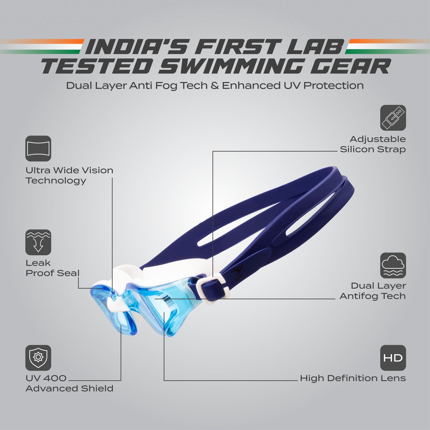 AquaElite Swimming Goggles - Blue