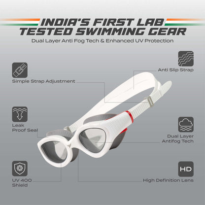 AquaElite Swimming Goggles - White