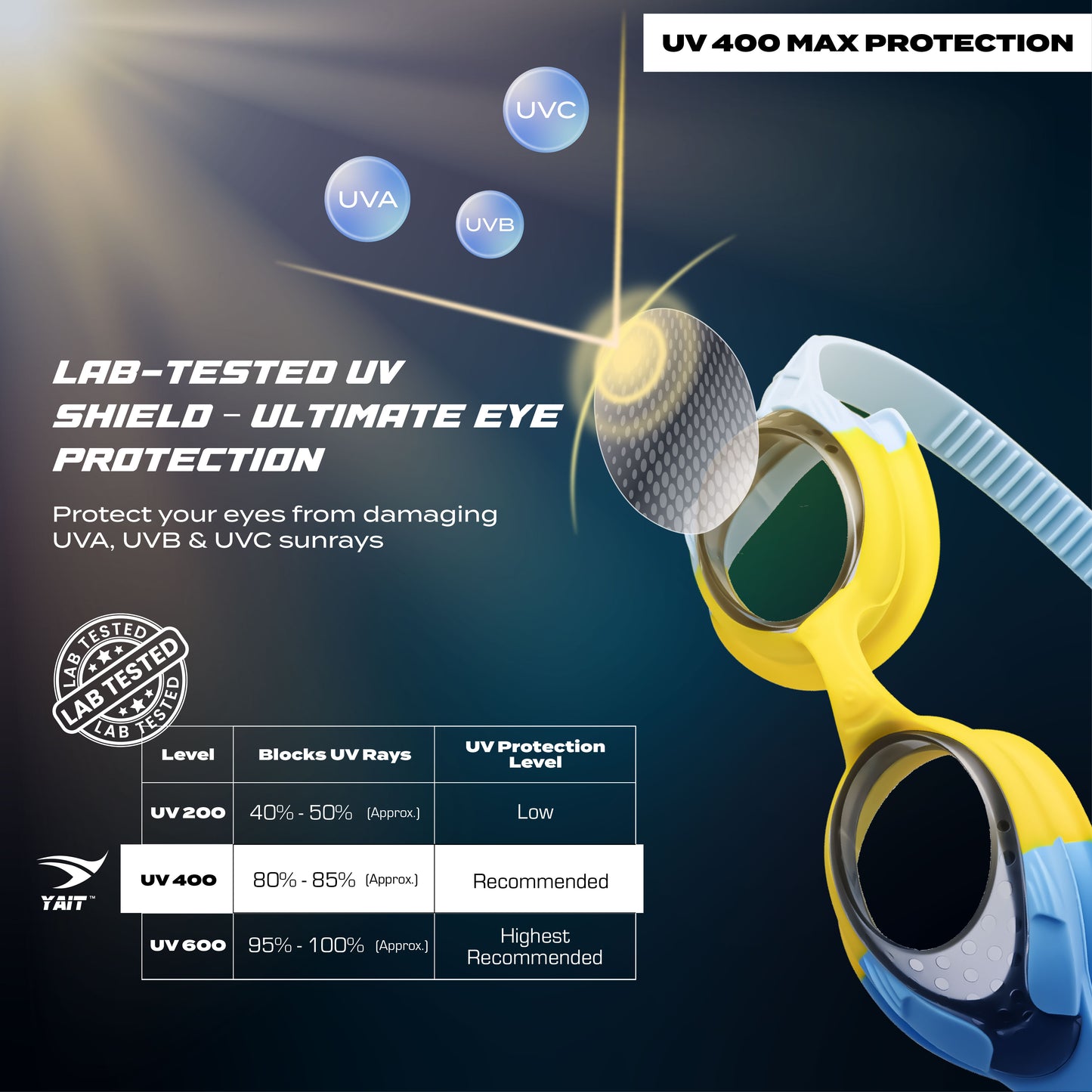 AquaElite Kids Swimming Goggles - Yellow & Blue