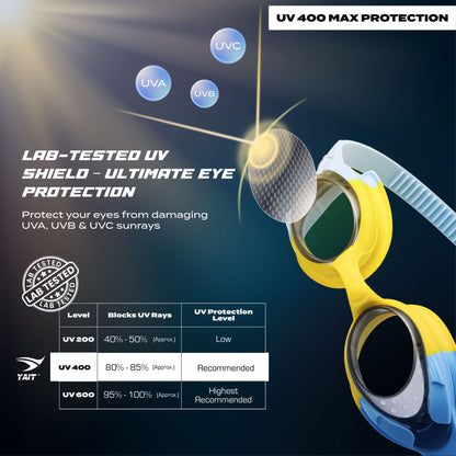 AquaElite Kids Swimming Goggles - Yellow & Blue