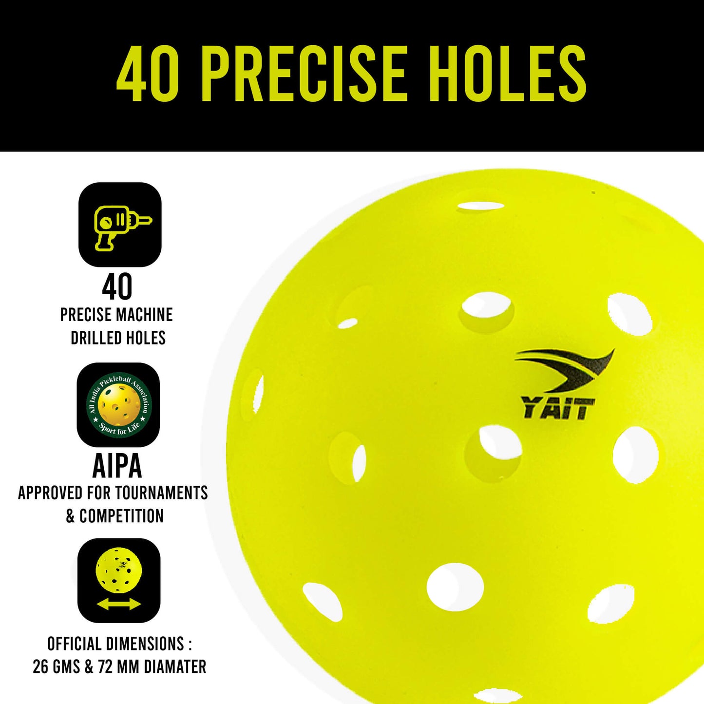 Rovo USAPA Approved Pickle Ball - Pack of 50