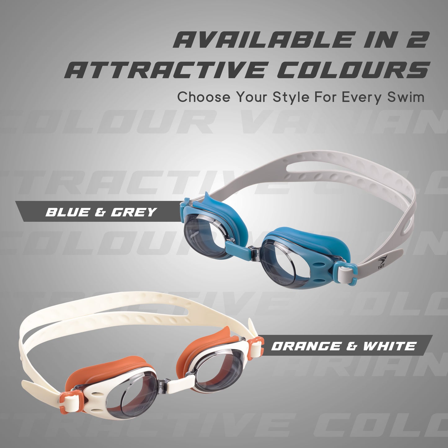 AquaElite Anti Slip Swimming Goggles - Blue & Grey