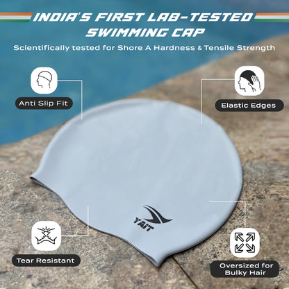 Women's Special Extra Long Hair Swimming Cap - Grey