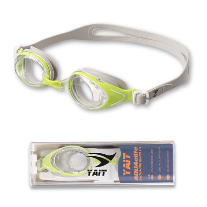 AquaElite Swimming Goggles - Grey & Green